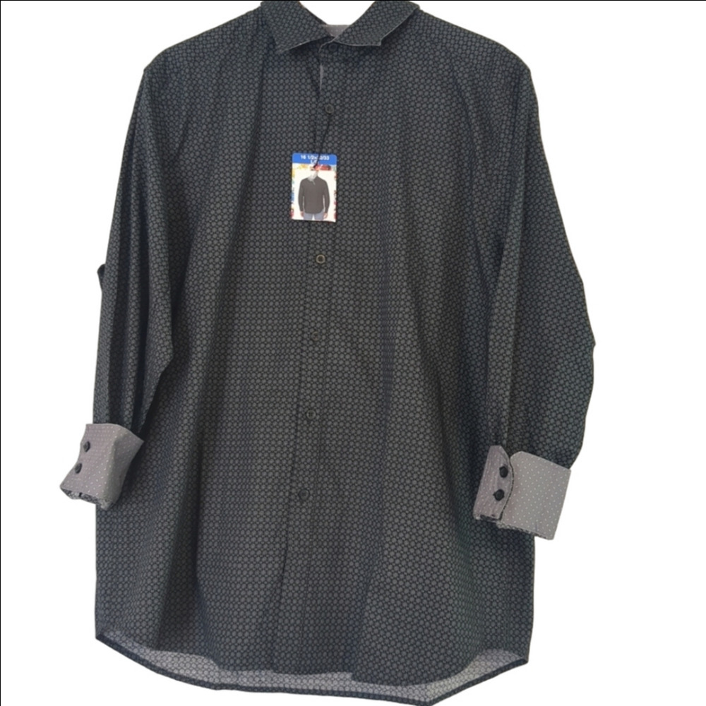 Robert Graham Shirt Men's Large Black Geometric Button Luxury Dadcore NWT